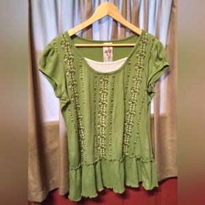 Knit Works  short sleeved ruffle bottom top
